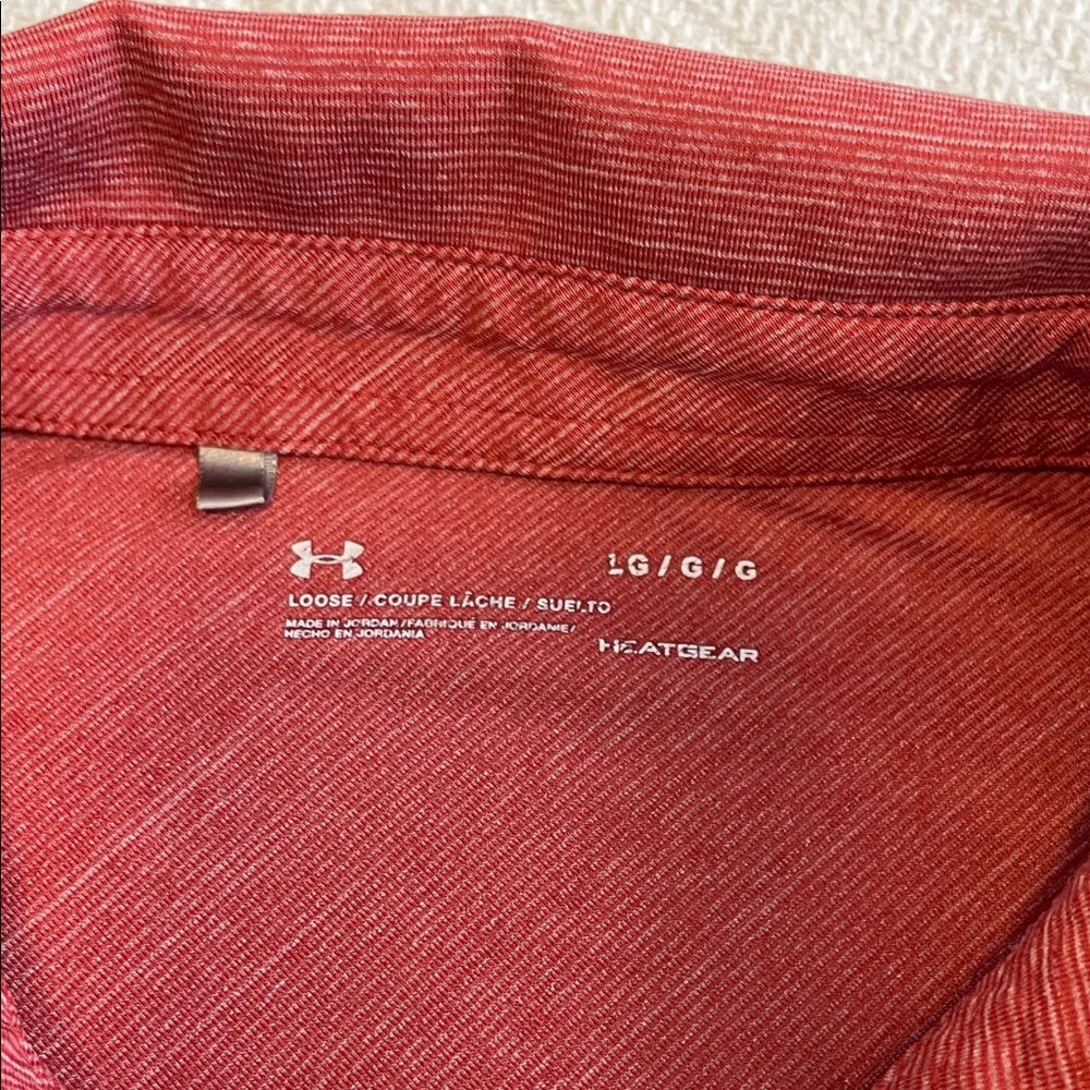 Under Armour Men's L Heathered Red Polo Shirt Short Sleeve - Picture 3 of 11